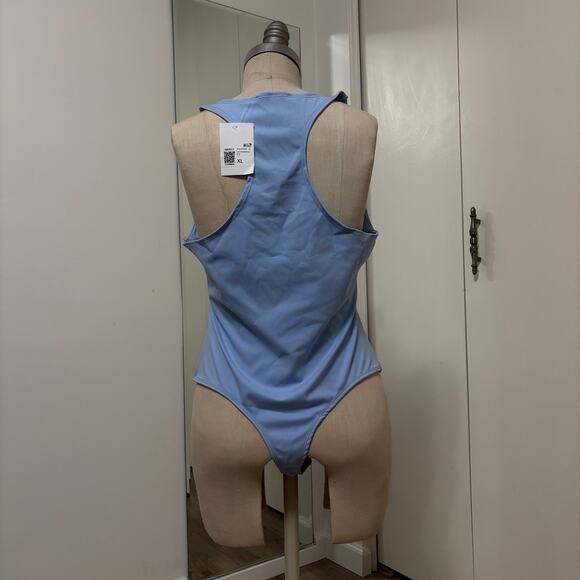NWT Forever 21 Women's Blue Contour Sculpt Raceback Tank Bodysuit XL - Picture 3 of 6